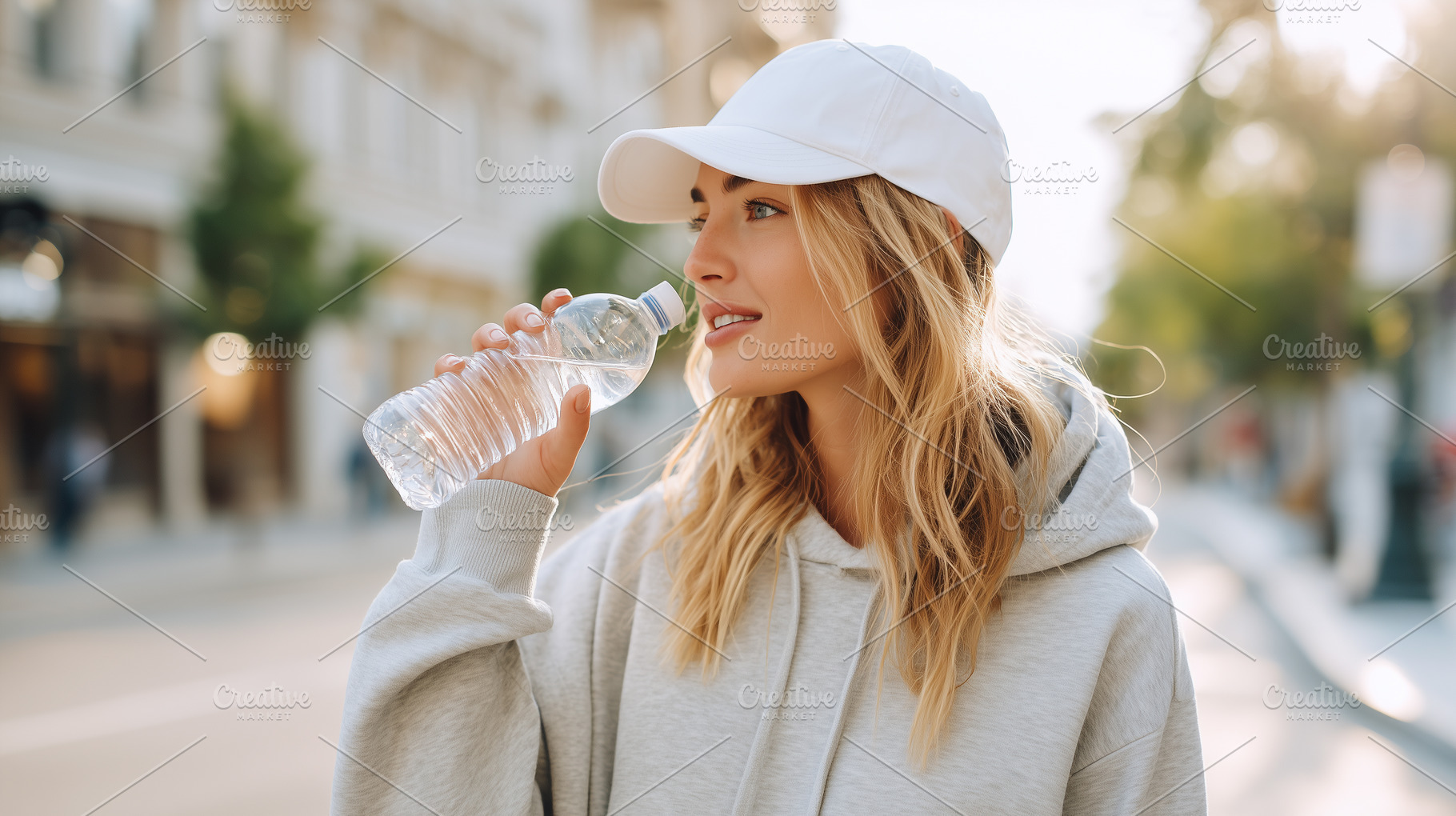 Young woman in white cap and hoodie, a Food & Drink Photo by MistyDay