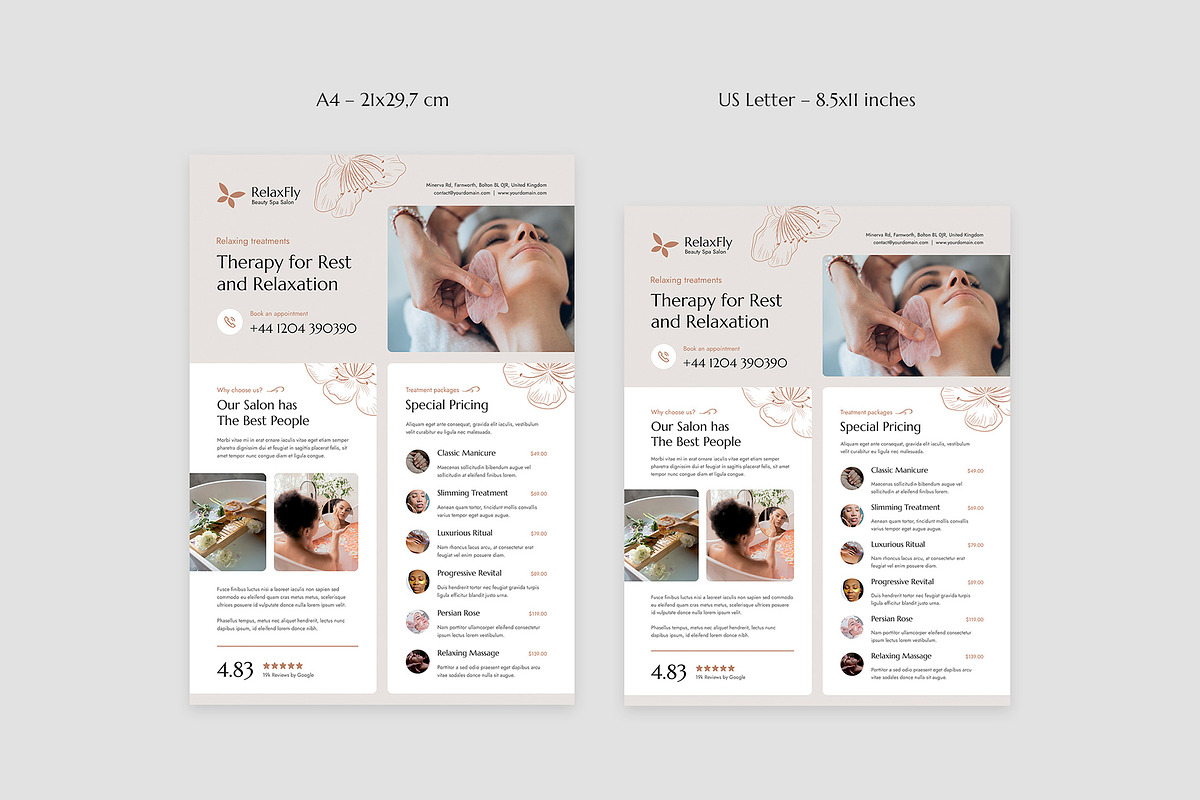 Spa Salon Flyer Canva Template, a Flyer Template by artbart (Photo 7 of 9)