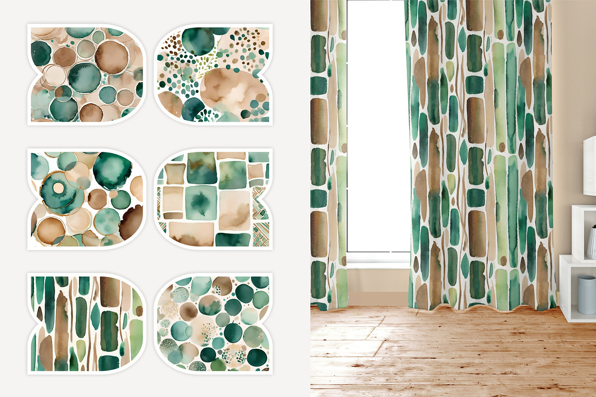 Boho Patterns. green and brown, a Pattern Graphic by L- design studio (Photo 2 of 6)