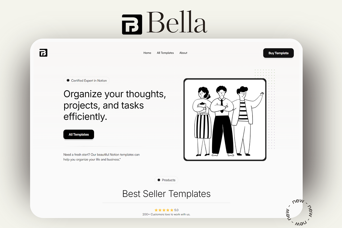 Bella- Minimal Notion Seller Website, a Websites & App Template by DaisyStudio (Photo 1 of 9)