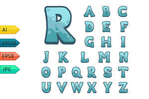 Blue alphabet for user interfaces., a Serif Font by julia_musdotter