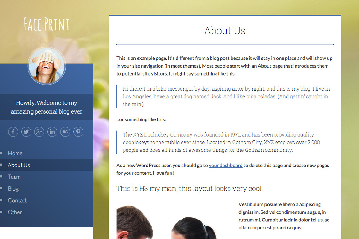 Faceprint HTML, a HTML Template by Cubicthemes (Photo 3 of 3)