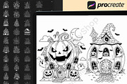 120 Procreate Halloween Castle Stamp, a Brush Add-On by DrawingStoryShop (Thumbnail 7 of 8)