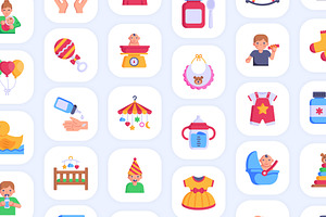 50 Childhood Flat Vector Icons