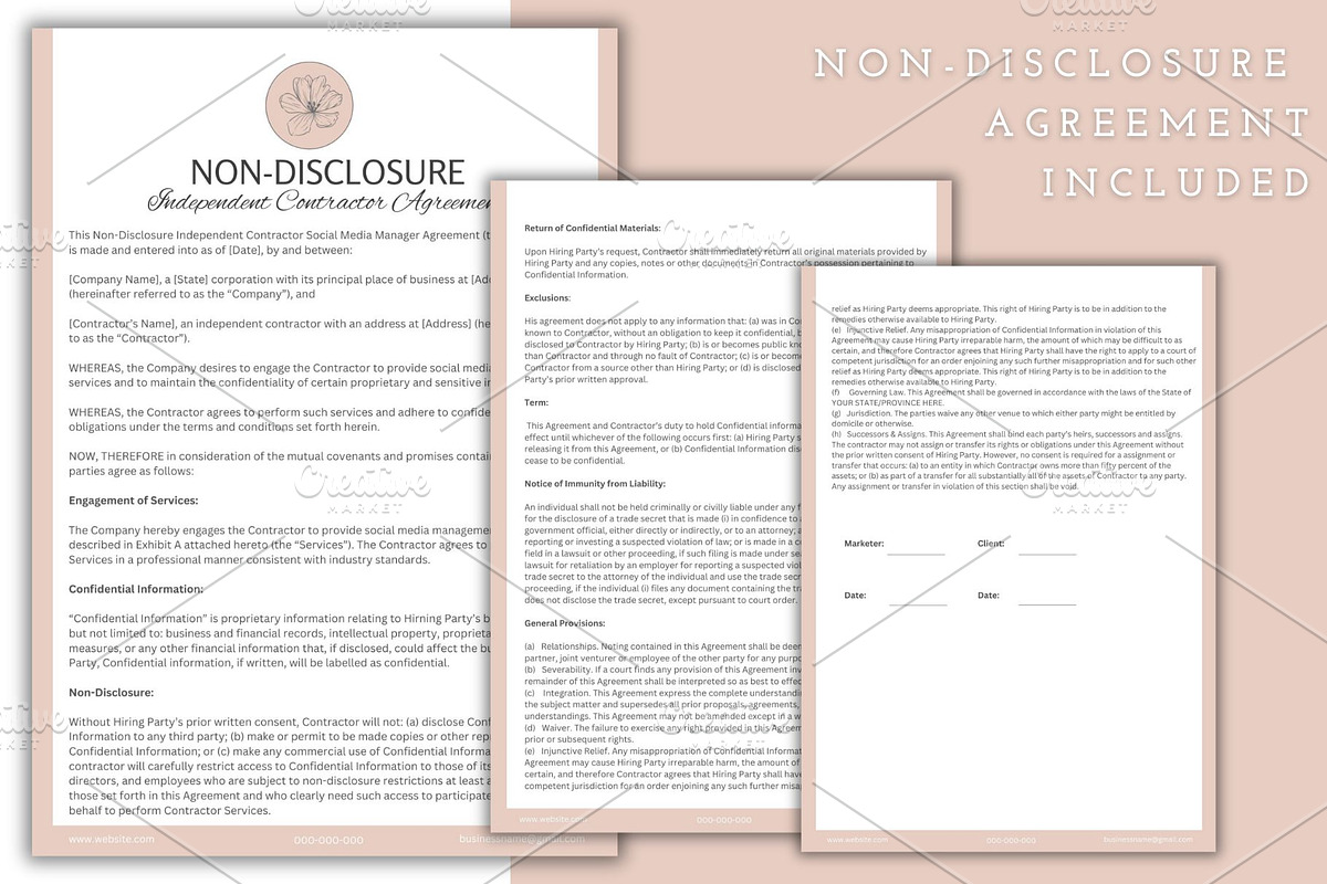 Social Media Manager Contract, a Stationery Template by Sania (Photo 3 of 4)