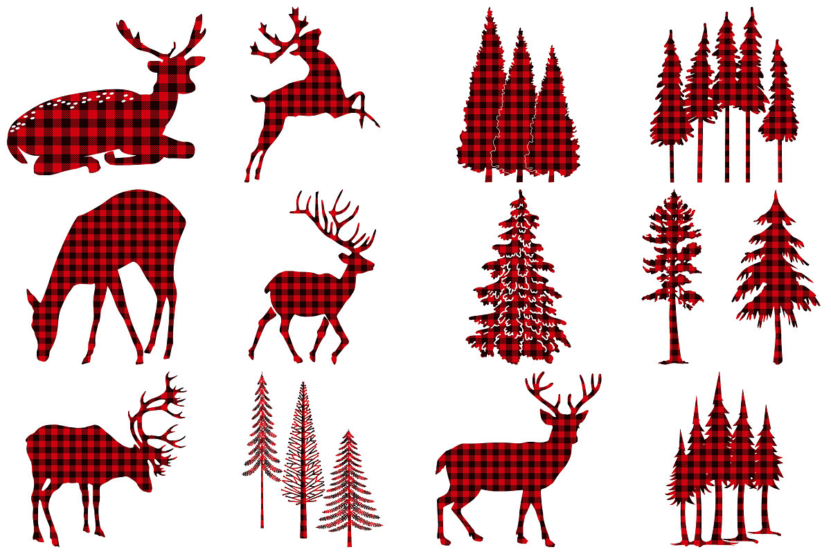 Red Buffalo Plaid Deer/Forest Vector, an Illustration by FrankiesDaughtersDesign (Photo 2 of 4)
