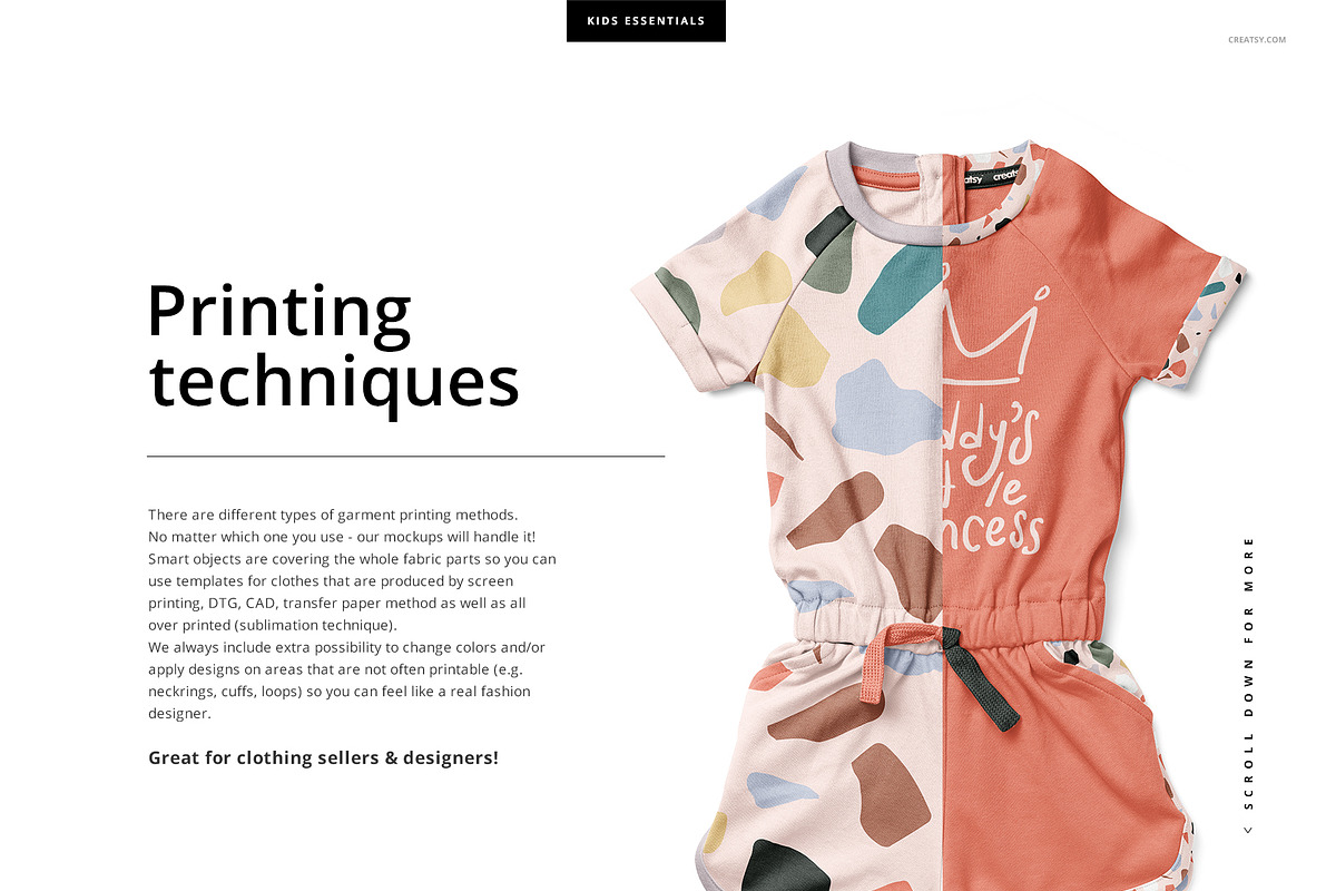 Girl's Cotton Playsuit Mockup Set, an Apparel Mockup by creatsy5 (Photo 3 of 7)