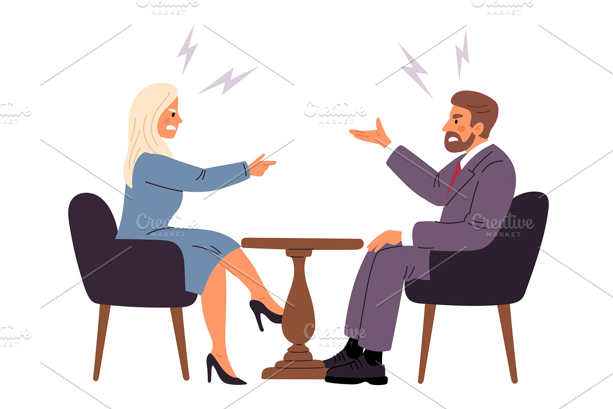 Businesswoman and businessman argue, a Person Illustration by Vectorbuum