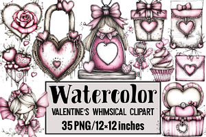 Valentine's Whimsical Clipart, an Illustration by Design Market