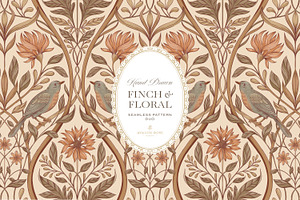 Vintage Bird & Floral Pattern Duo, a Pattern Graphic by Eclectic Anthology