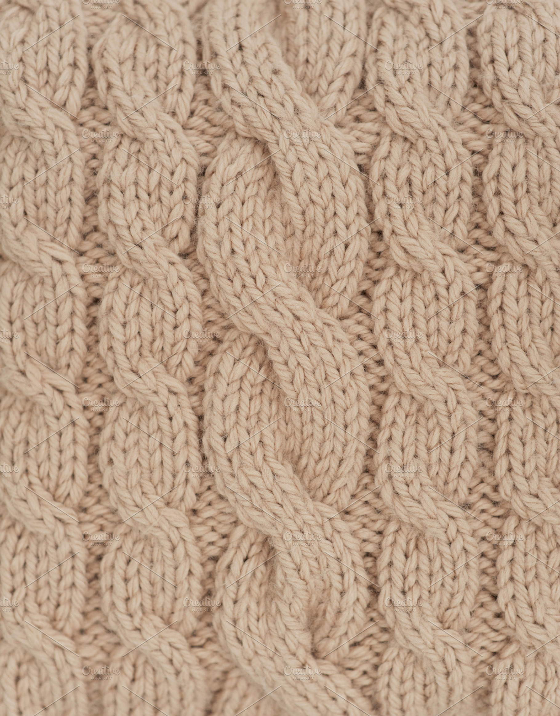 handmade beige knitting wool texture background, an Abstract Photo by MarinaMassel