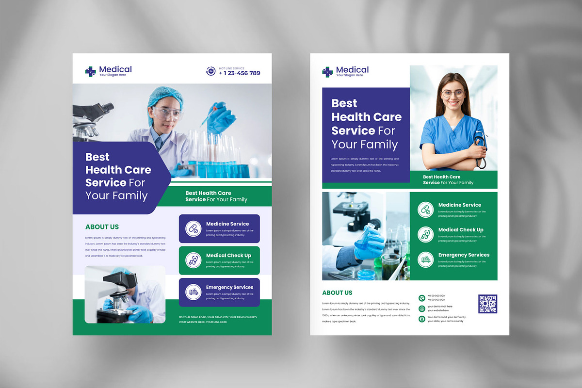Medical flyer design template preview 3
