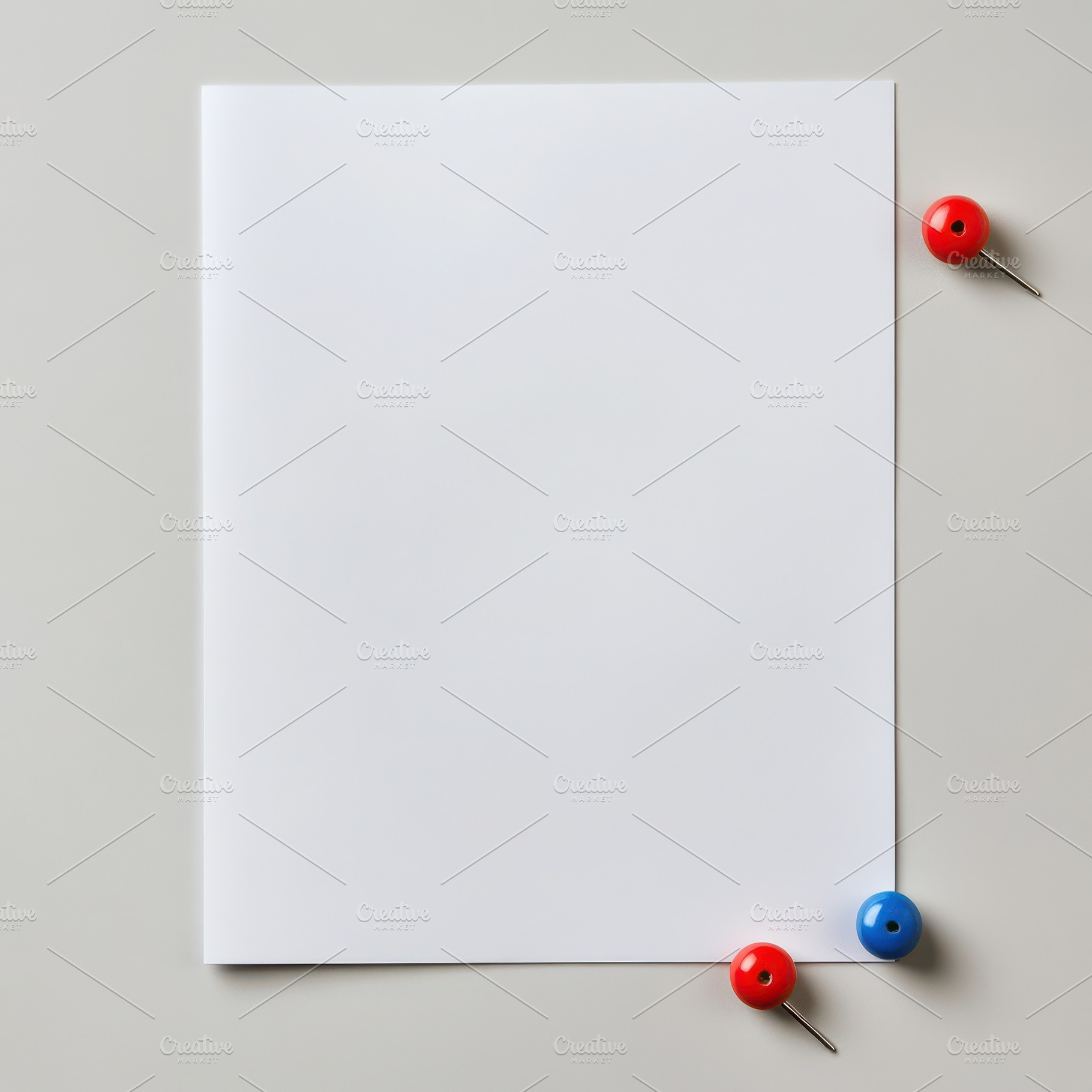 Blank white paper pinned on grey bac, a Background Photo by Pixeness Studio