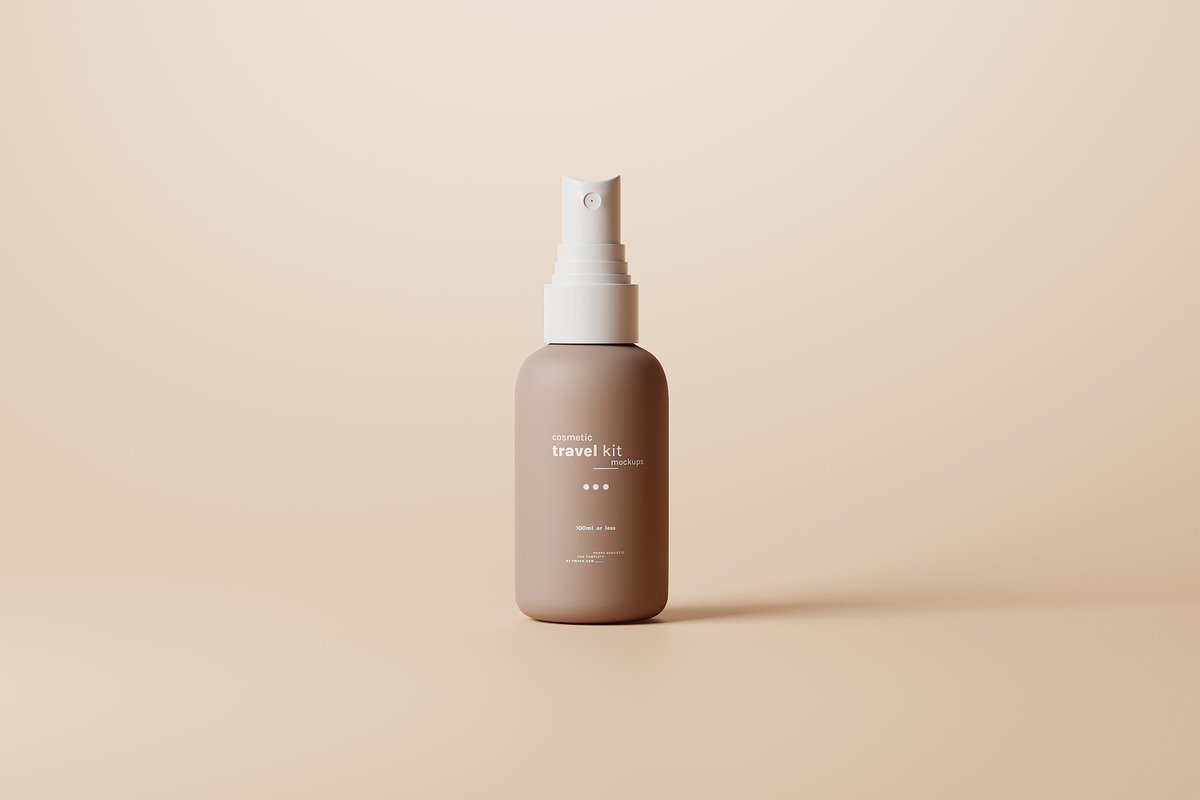 Travel-Size Spray Bottle Mockups, a Packaging Mockup by pmvch (Photo 2 of 9)