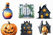 Watercolor Halloween Evening Clipart, an Illustration by Craft Nest (Thumbnail 5 of 6)