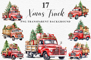 Christmas Truck Santa Winter Clipart, a Seasonal Illustration by Rabbit Heart (Thumbnail 1 of 10)