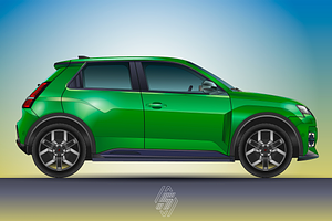 Renault 5 E-Tech Electric, a Transportation Illustration by frizio