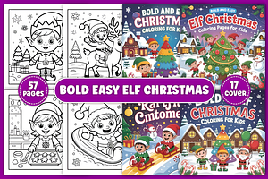 Bold & Easy Elf Christmas Coloring, a Seasonal Illustration by Design Station