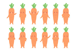 Carrot characters. Cute cartoon, a Food Illustration by LadadikArt