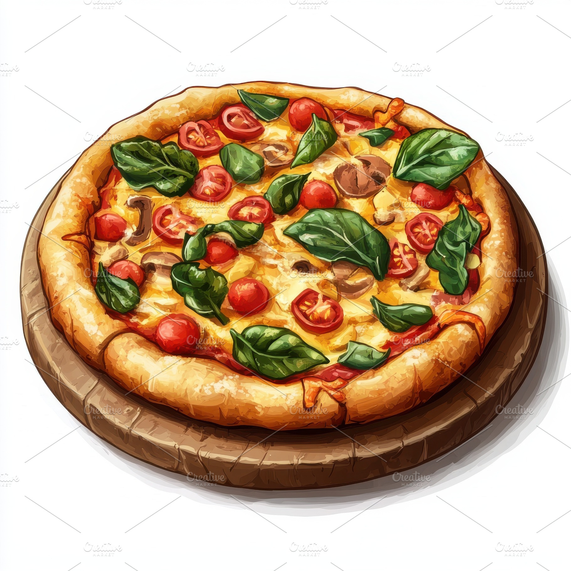 Tasty pizza with vegetables in woode, a Food & Drink Photo by Pixeness Studio