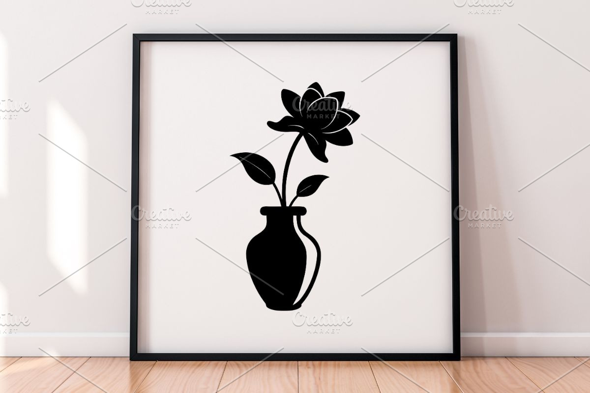 Flowers in Vase Silhouette SVG, an Object Illustration by newminddesign (Photo 9 of 10)