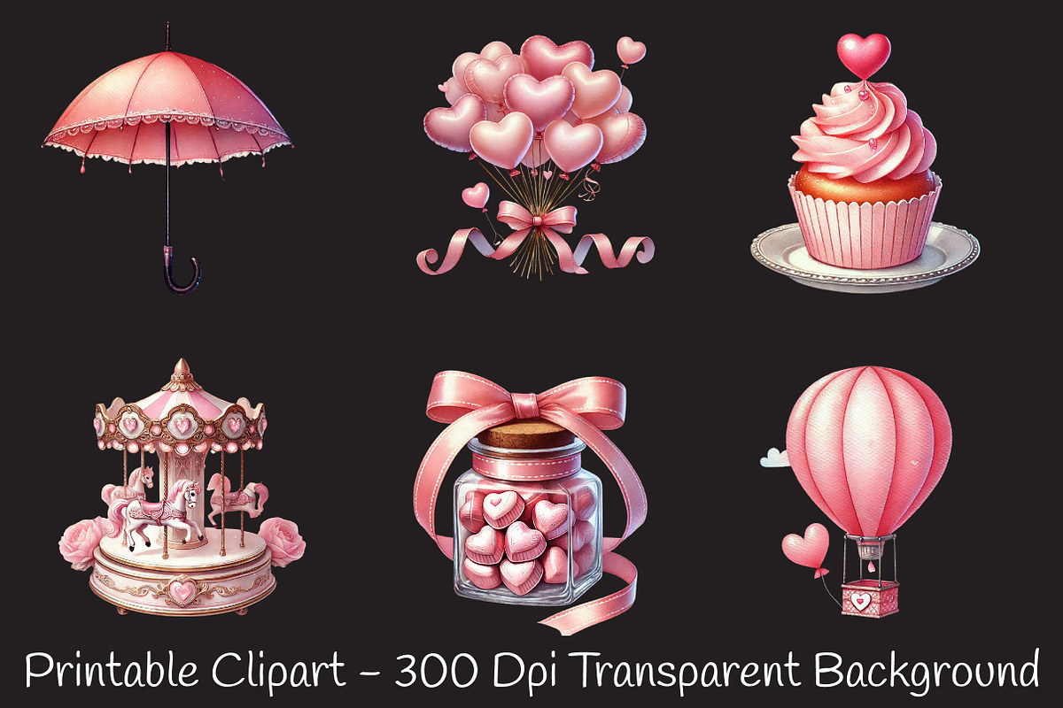 Pink pastel Valentine's day Clipart, an Illustration by RobertsArt (Photo 6 of 7)