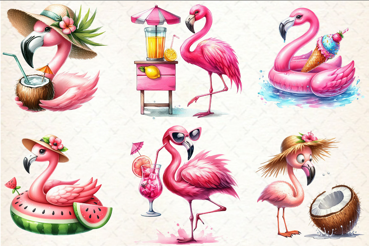 Summer Flamingo Sublimation Clipart, an Illustration by Rose Art (Photo 4 of 4)