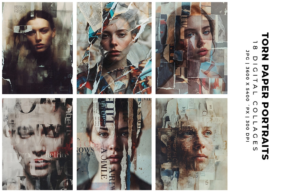 Torn Paper Portraits Collages, a Person Illustration by Digital Art Creations (Photo 4 of 10)