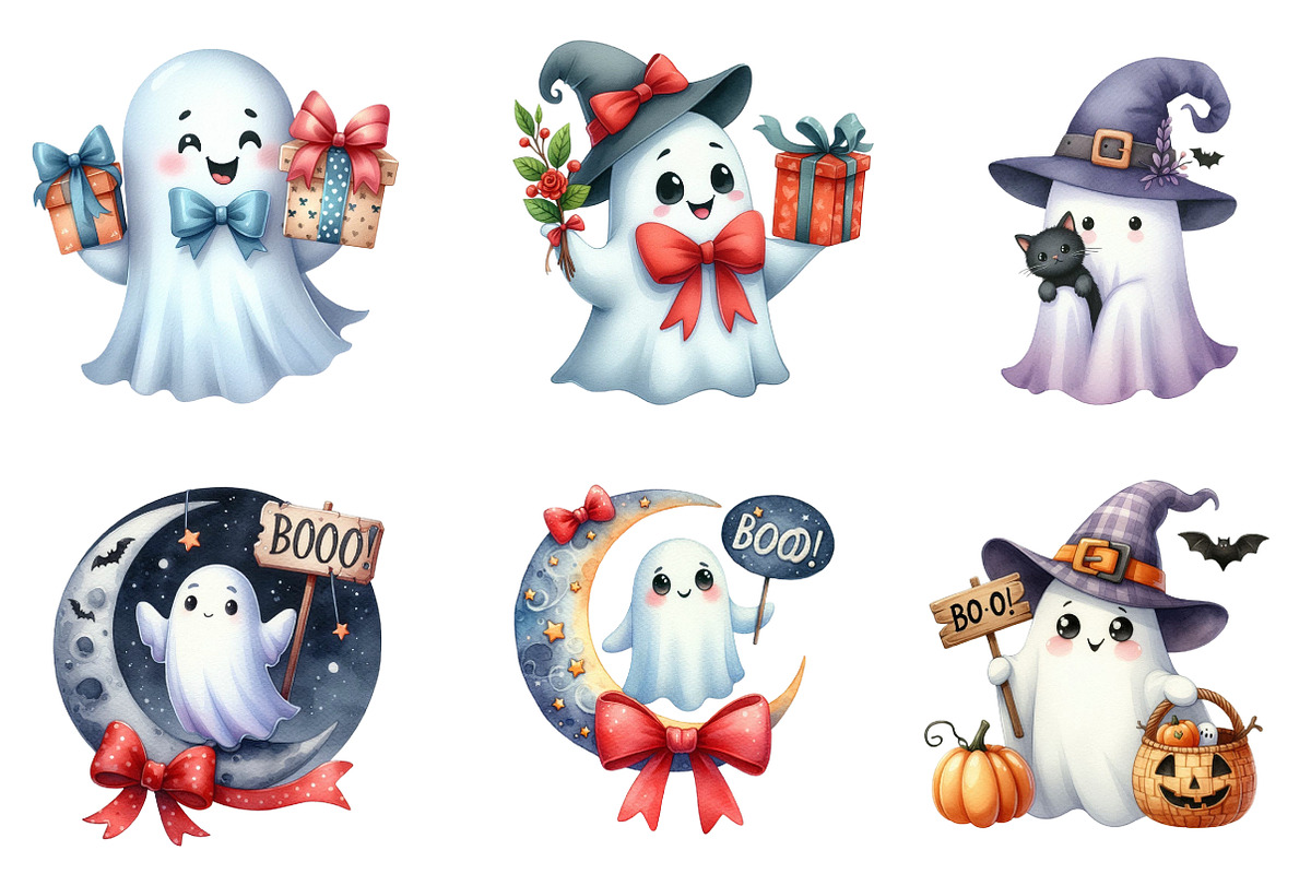 Halloween Ghost Clipart, an Illustration by CreationArt (Photo 2 of 5)