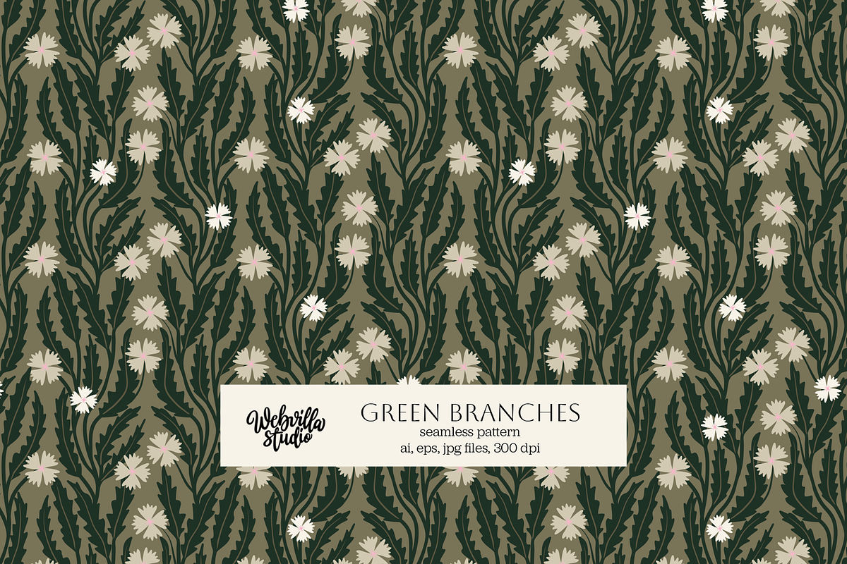 Green Branches Wallpaper, a Wallpaper Graphic by Bloomart Studio (Photo 1 of 5)