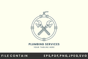 plumbing service logo vector line