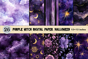 Purple Witch Digital Paper Halloween, a Texture Graphic by CitraGraphics (Thumbnail 1 of 6)