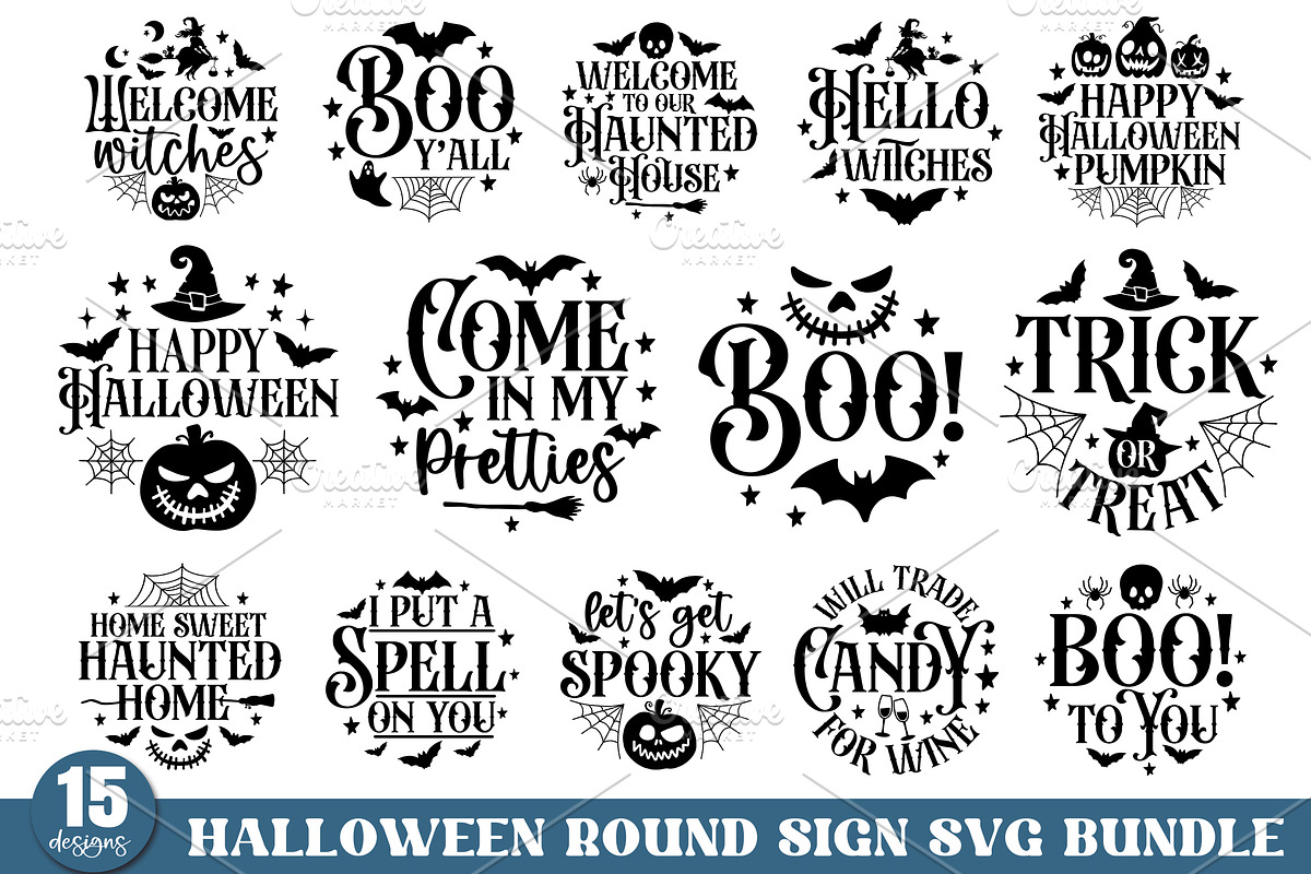 Halloween Round Sign SVG Bundle, a Graphic by Designer302 (Photo 2 of 17)