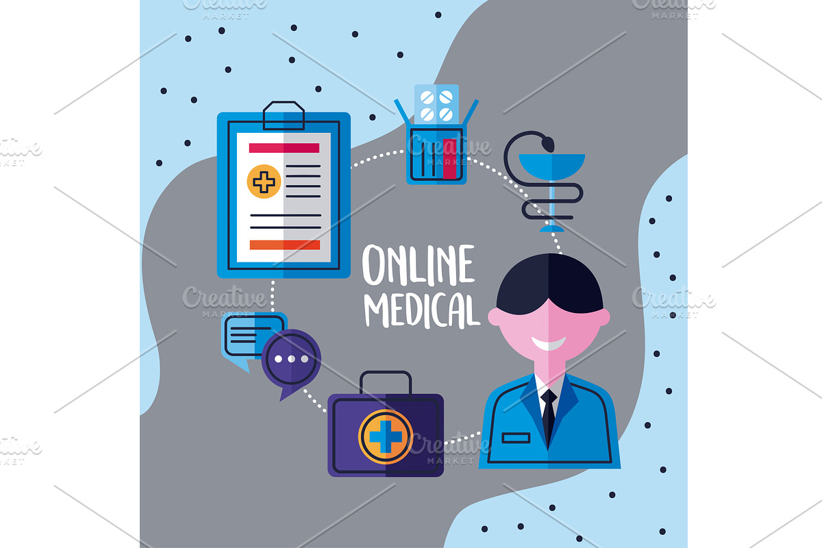 online medical with doctor, a Healthcare Illustration by studiogstock