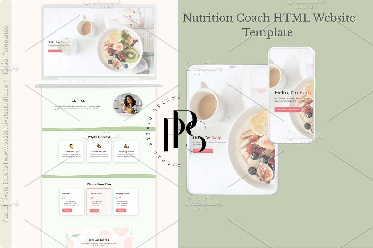 Nutrition Coach Website Template, a HTML Template by Pastel Pixels Studio (Photo 1 of 4)