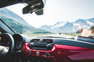 View of the Mountains from a Car