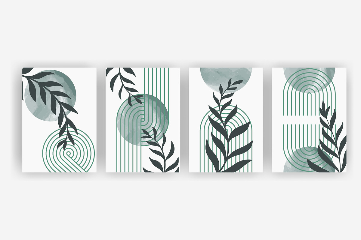 Mid century art posters set, a Poster Template by Tati_Kli