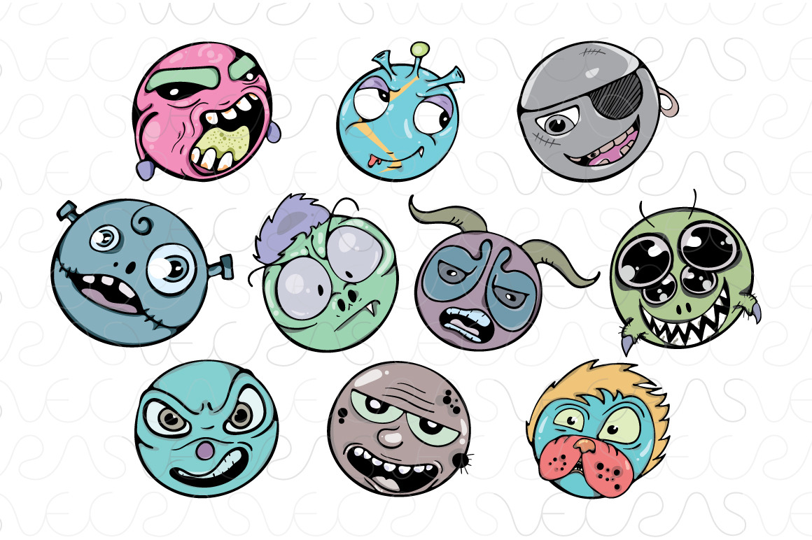 Zombie Faces - Freehand Style Vector, an Illustration by VecRas