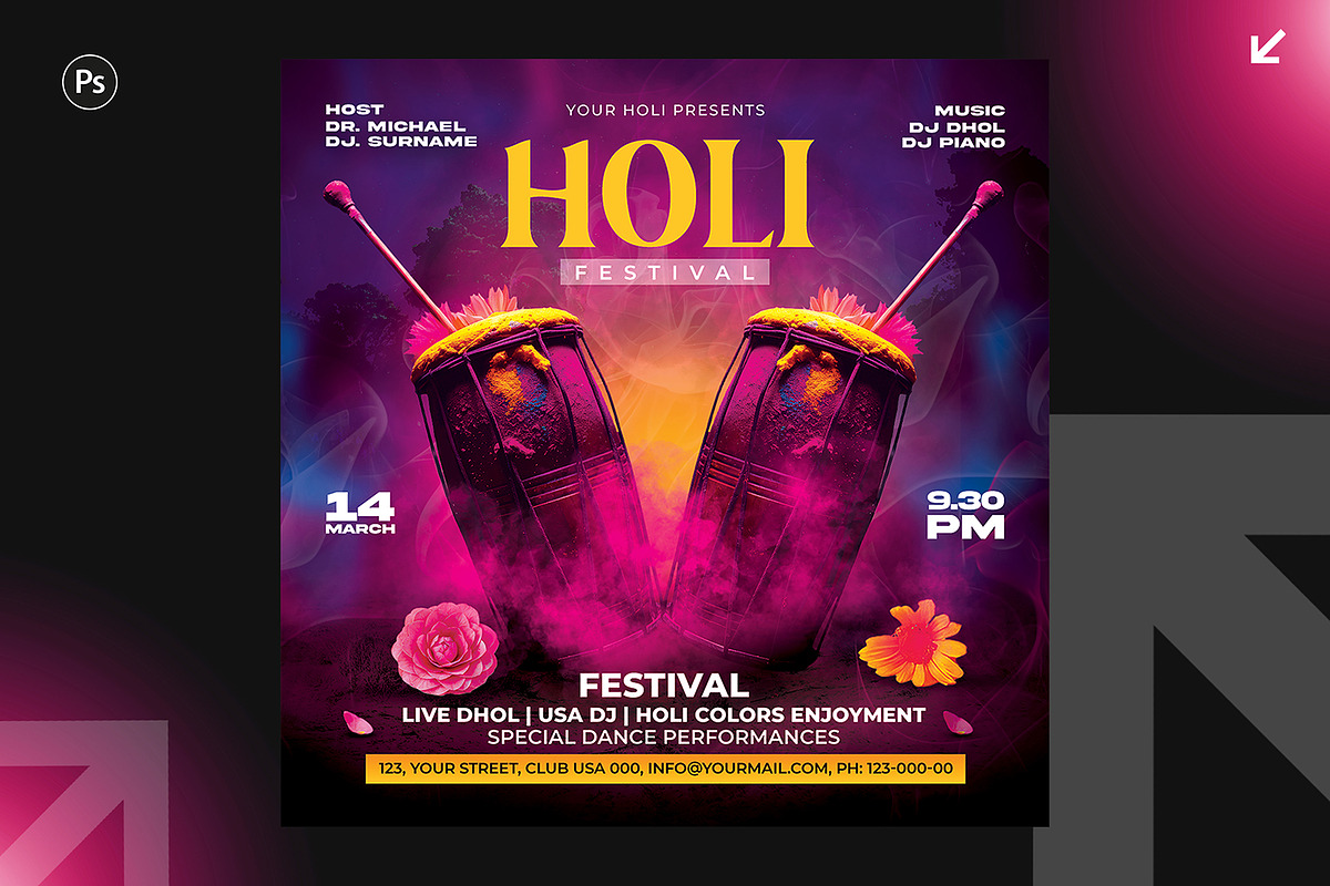 06 Holi party flyer bundle, a Flyer Template by Shajib Shikder (Photo 5 of 7)