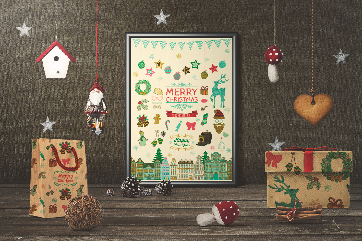 Christmas Doodle Icons, a Decorative Illustration by Olya Creative (Photo 1 of 3)