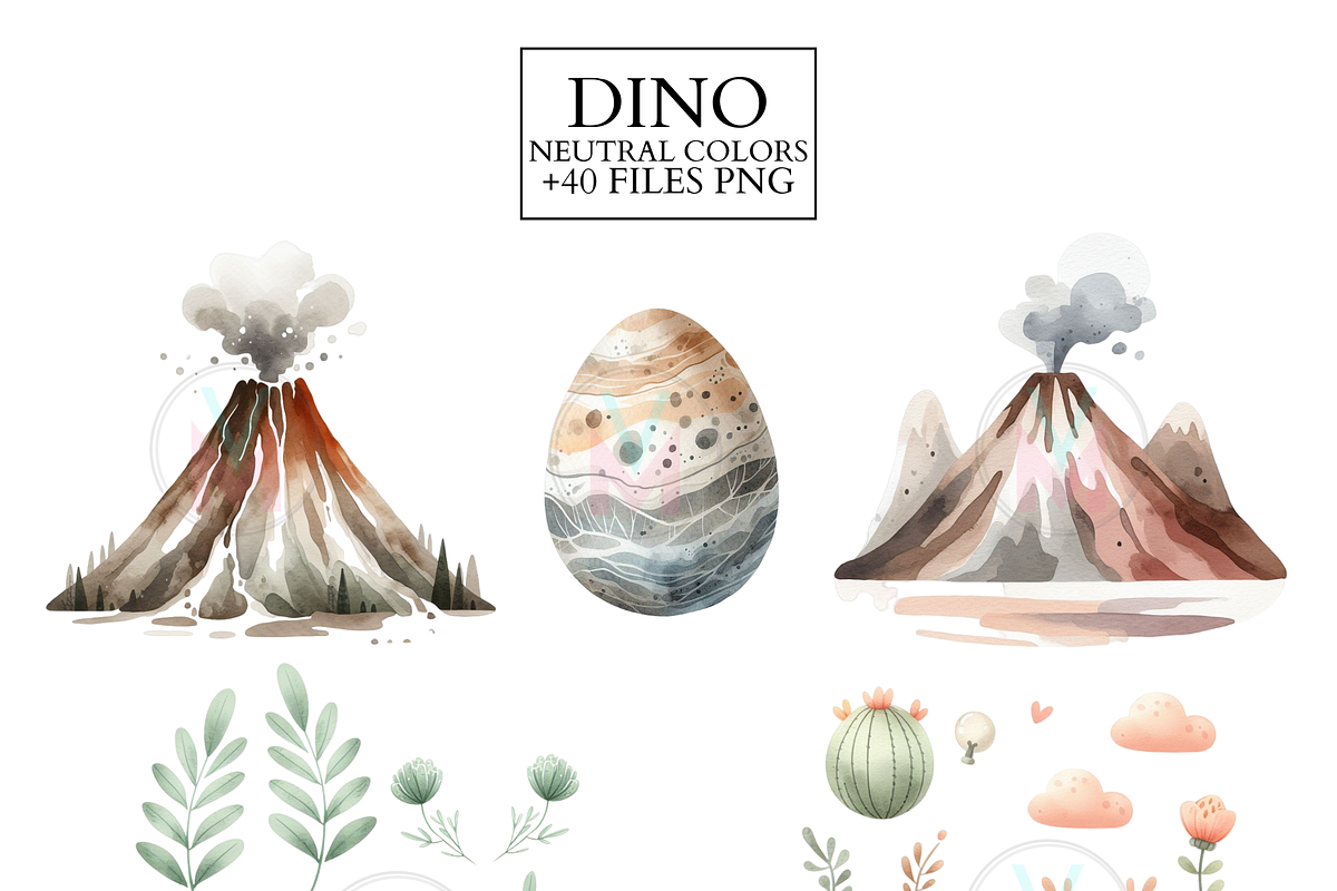 Watercolor Baby Dinosaur Clipart PNG, an Animal Illustration by VM PARTYS  BY TAIRUMA (Photo 5 of 8)