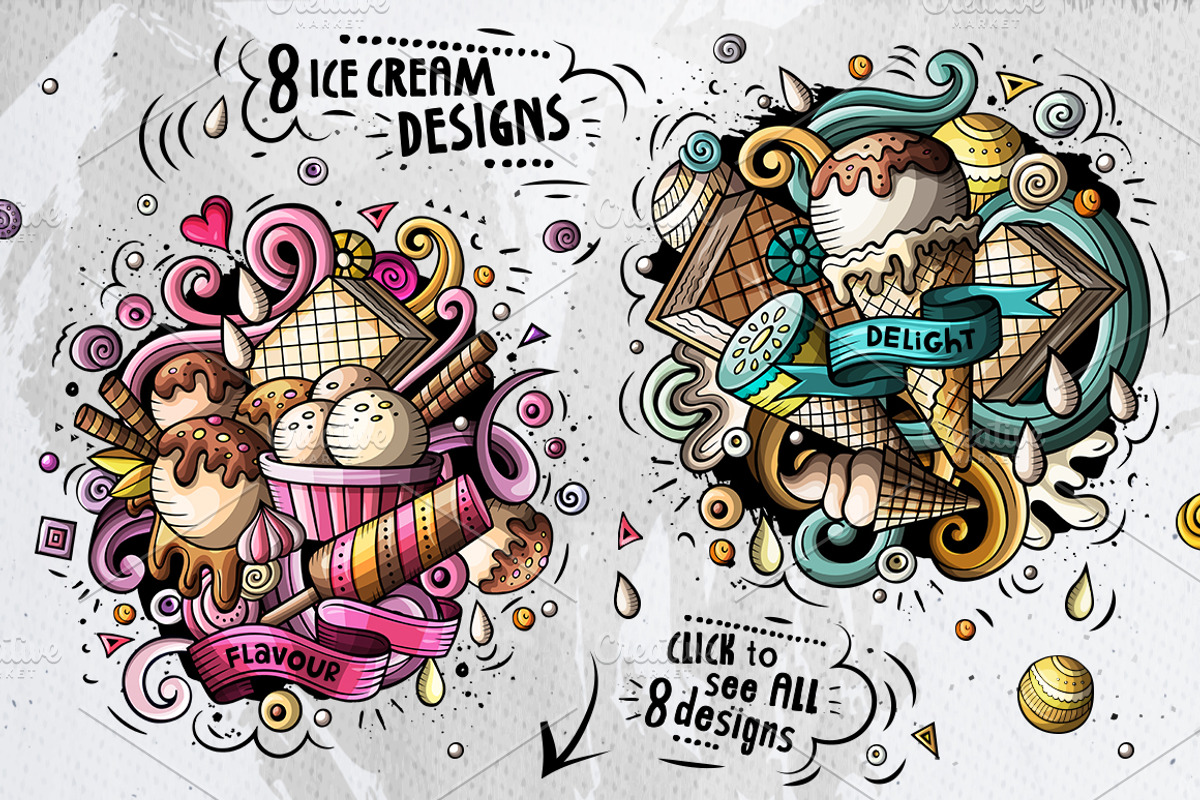 Ice Cream Cartoon Doodle Big Pack, a Decorative Illustration by BALABOLKA (Photo 5 of 11)