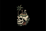 Skull with Palm Tree and Cocktail, an Illustration by nomlimo.com (Thumbnail 1 of 3)