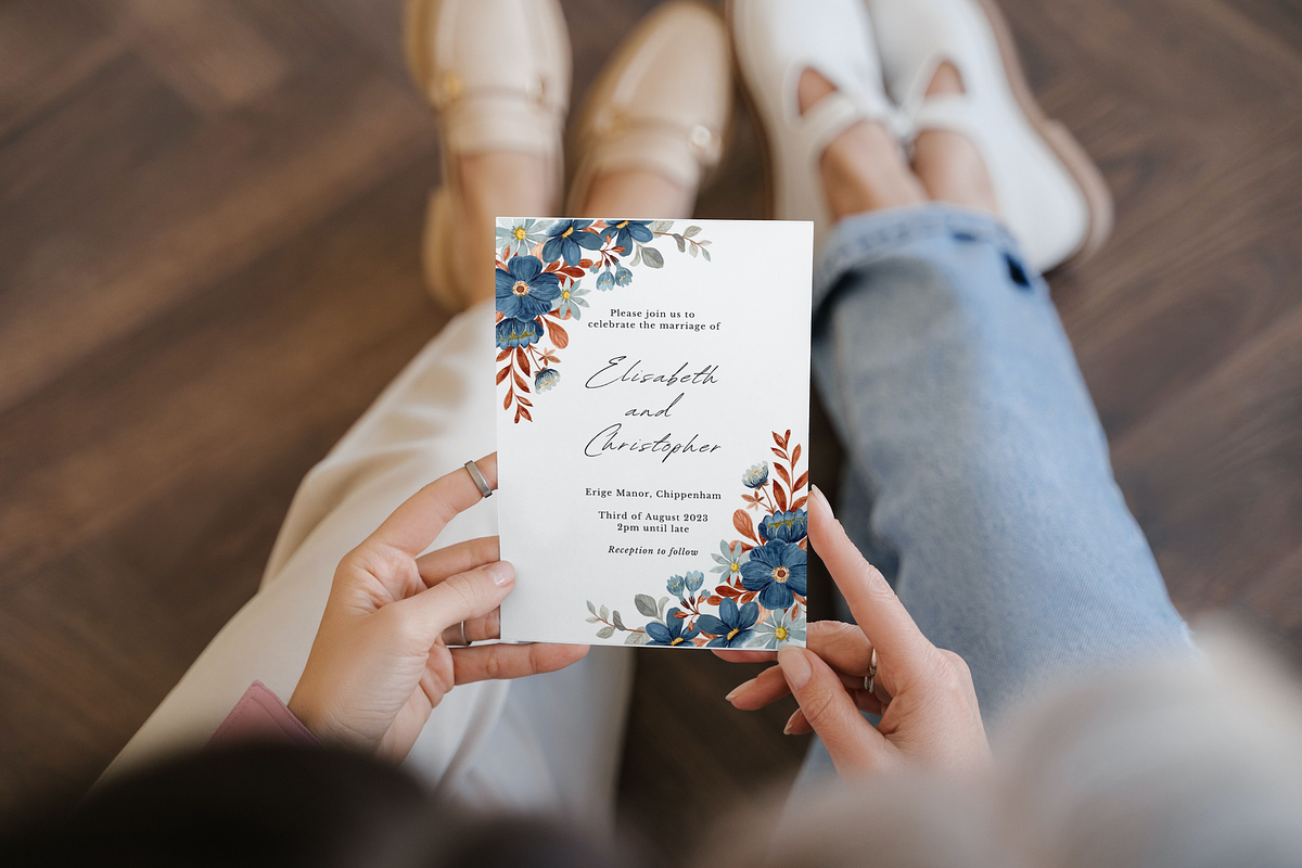 Blue and Orange Wedding Invitation, an Invitation Template by ForeverPrint (Photo 6 of 8)