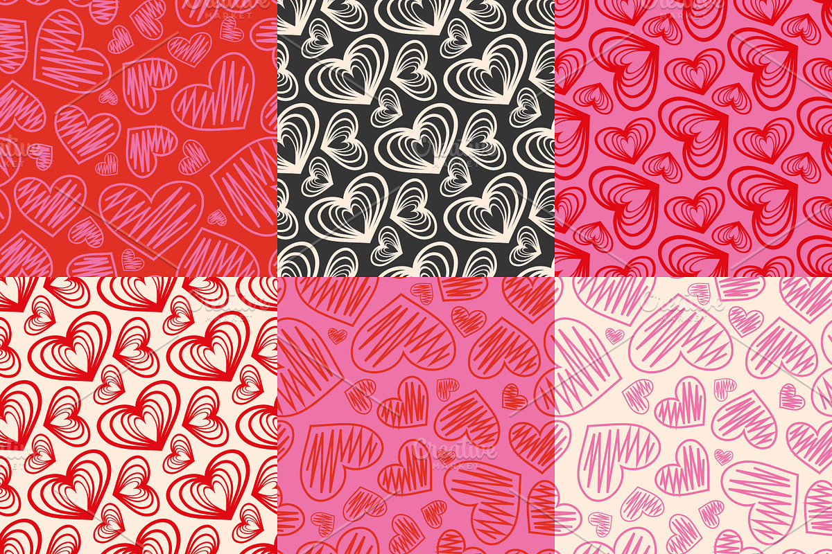 Playful Valentine Patterns, a Pattern Graphic by Art's and patterns (Photo 3 of 9)