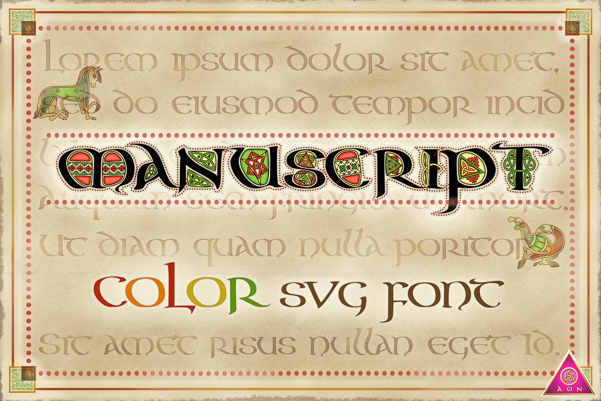 CELTIC Color FONT - Aon Manuscript, a Script Font by AonCelticArt (Photo 1 of 5)