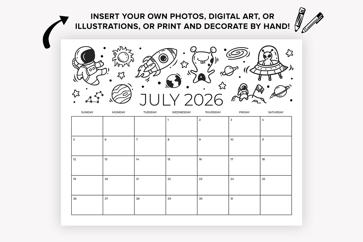 2026 8.5x11 Inch Blank Calendar Temp, a Stationery Template by Running With Foxes (Photo 7 of 8)
