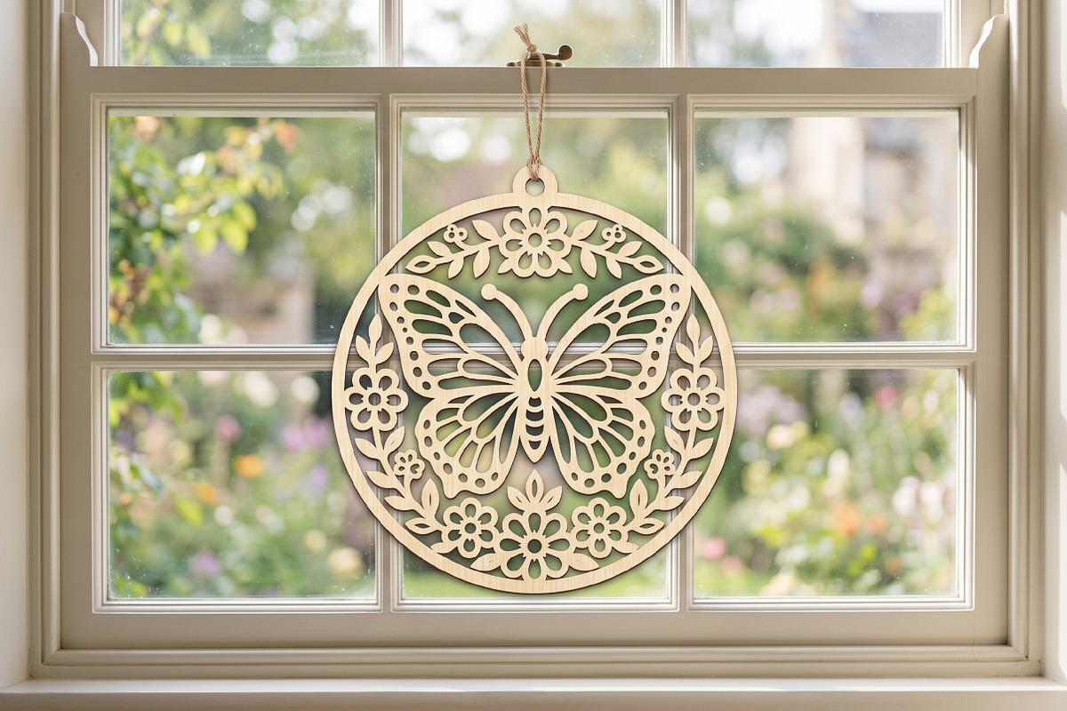 Floral Butterfly Round Wooden SVG, an Object Graphic by Libby Wishes (Photo 3 of 3)