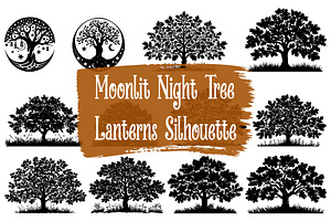 Dream Tree Night Lantern Silhouettes, an Illustration by jahid234