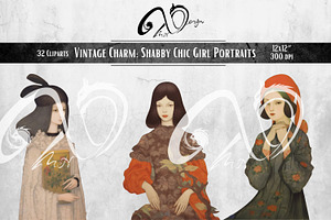 Vintage Charm Shabby Girl Portraits